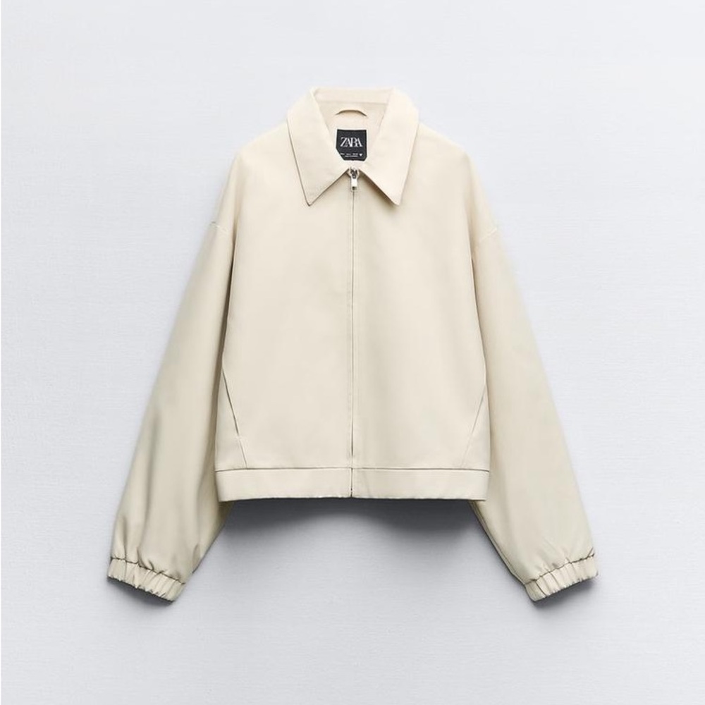 Zara bomber Jacket coat casual cream zip up collar - Picture 6 of 9